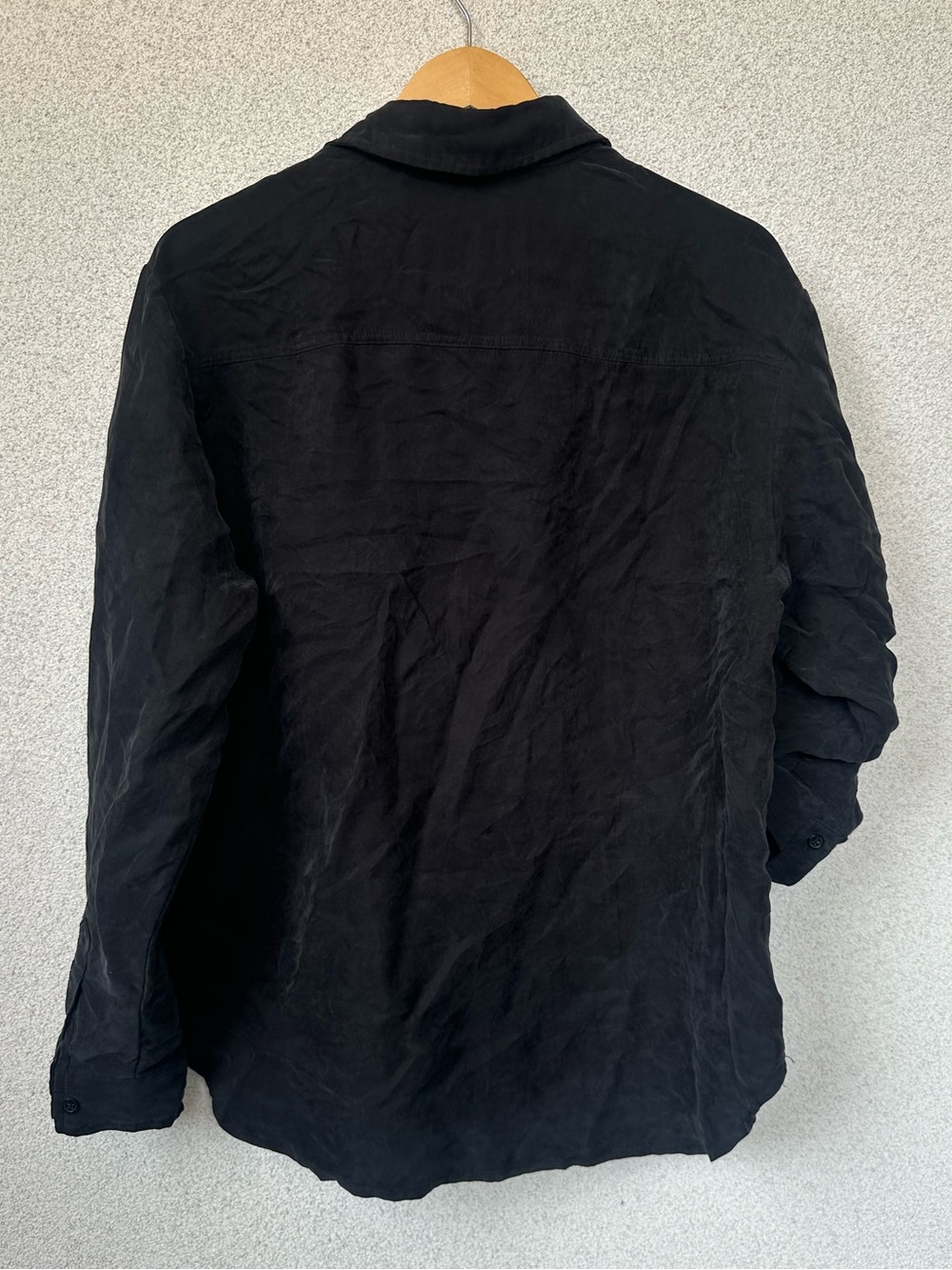 Dee Elly Black Oversized Button Down Shirt | Silky Spandex Blend | NWOT | Small - Picture 6 of 6